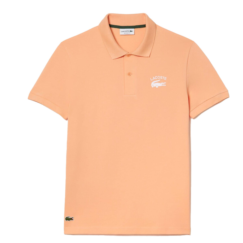 (S, Peach) Lacoste Mens Cotton Stretch Regular Polo Shirt