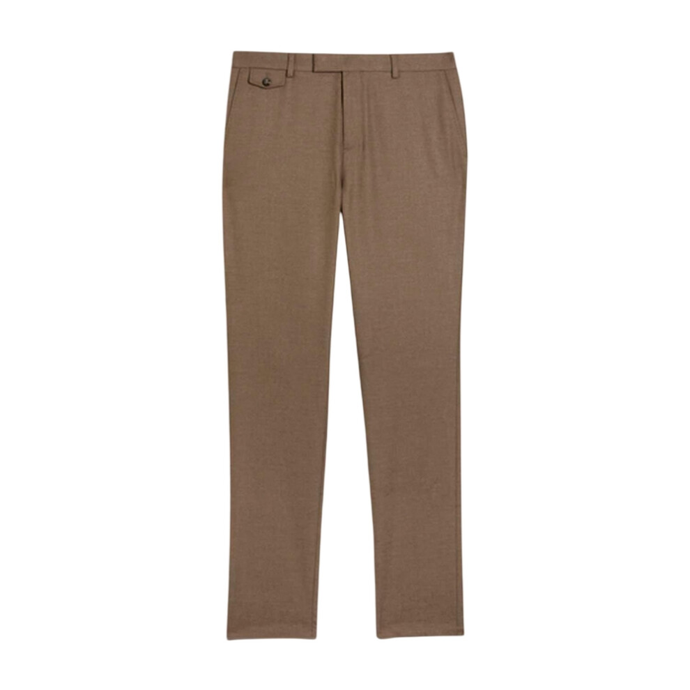 (34R, Taupe) Ted Baker Mens Ngolo Flannel Slim Trousers
