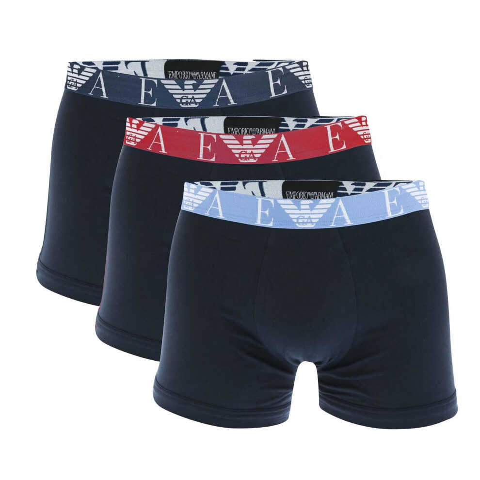 (S, Navy) Emporio Armani Mens Boxer Shorts (Pack of 3)