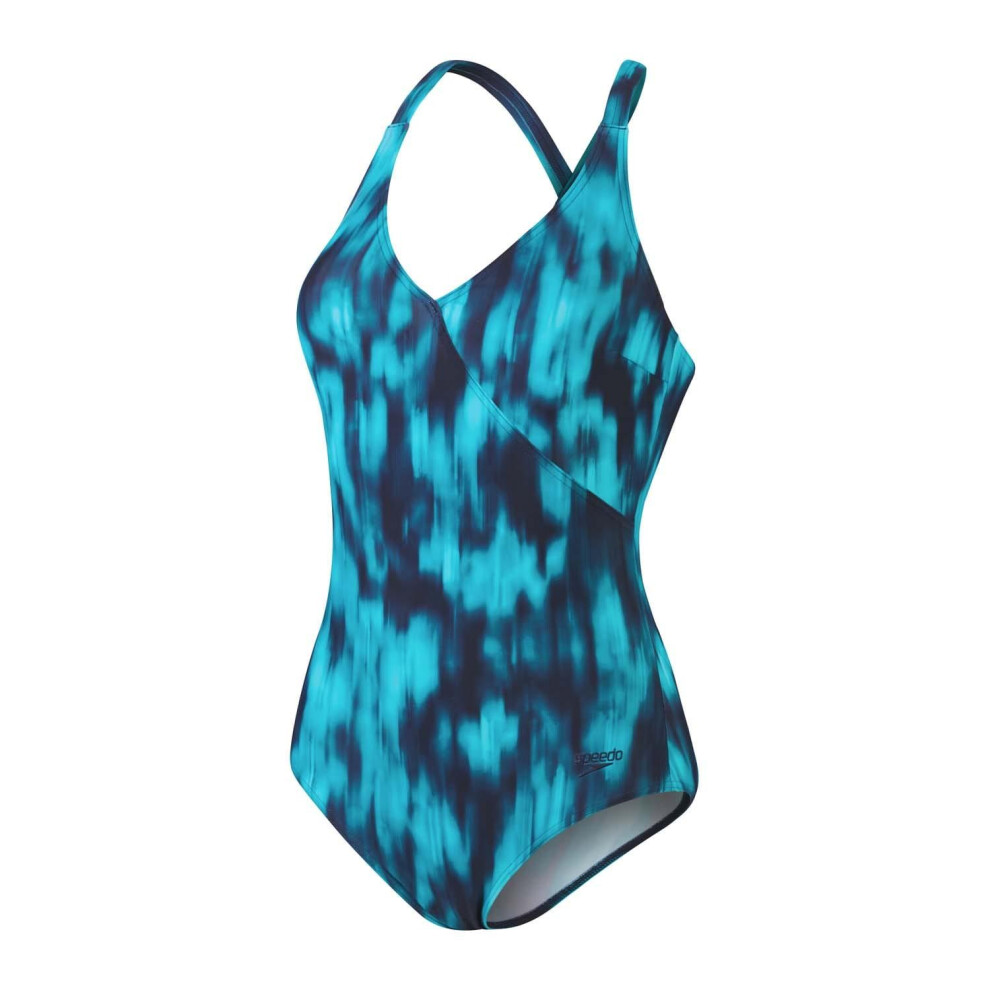 (14 UK, Blue Navy) Speedo Womens/Ladies Lexi Tie Dye One Piece Swimsuit