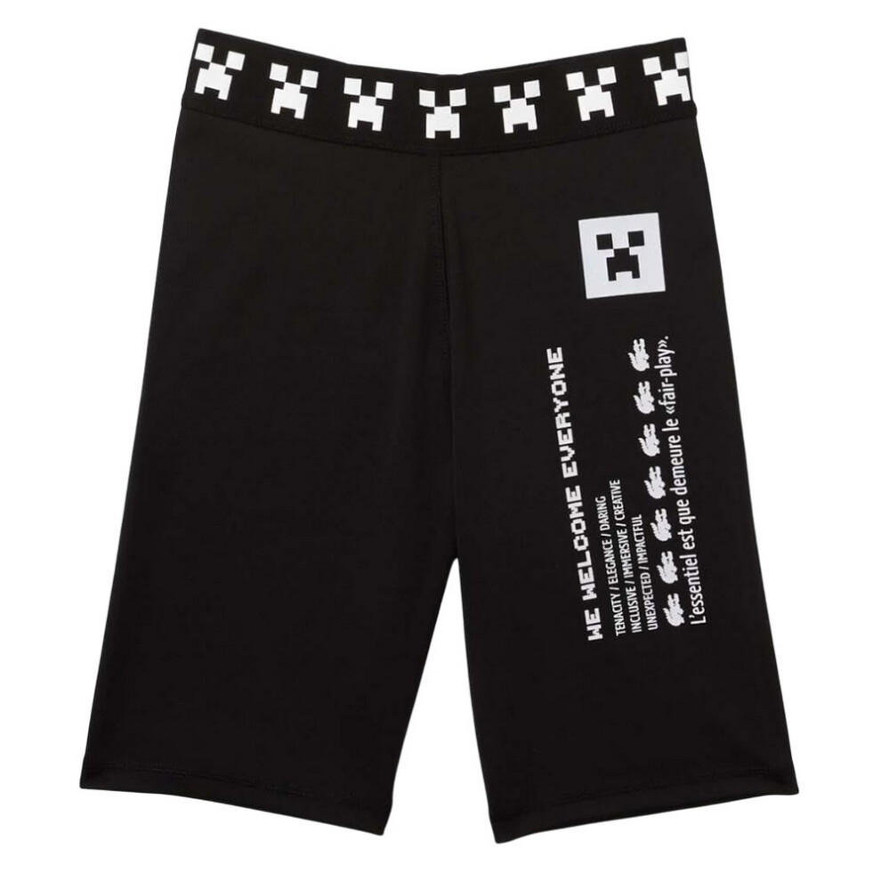 (6 UK, Black) Lacoste Womens/Ladies Live X Minecraft Biker Shorts