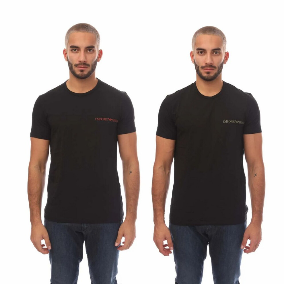 (M, Black) Emporio Armani Mens Crew Neck T-Shirt (Pack of 2)