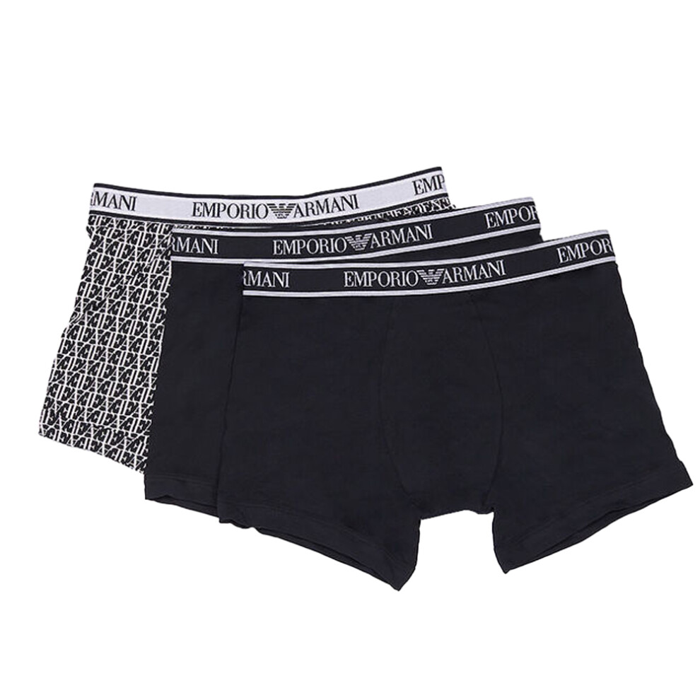 (XL, Black/White) Armani Mens Boxer Shorts (Pack of 3)