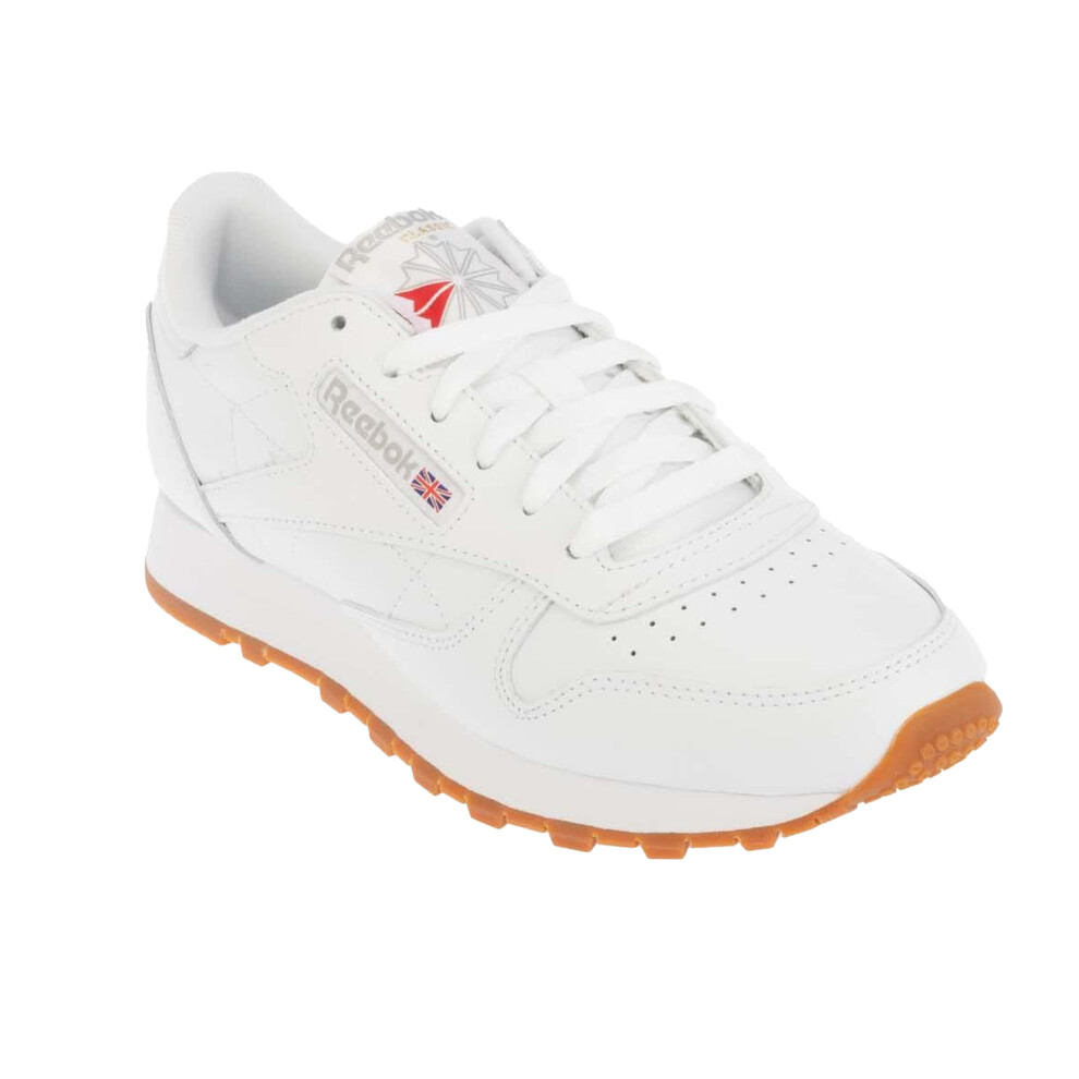 (4 UK, White/Grey) Reebok Womens/Ladies Classic Leather Trainers