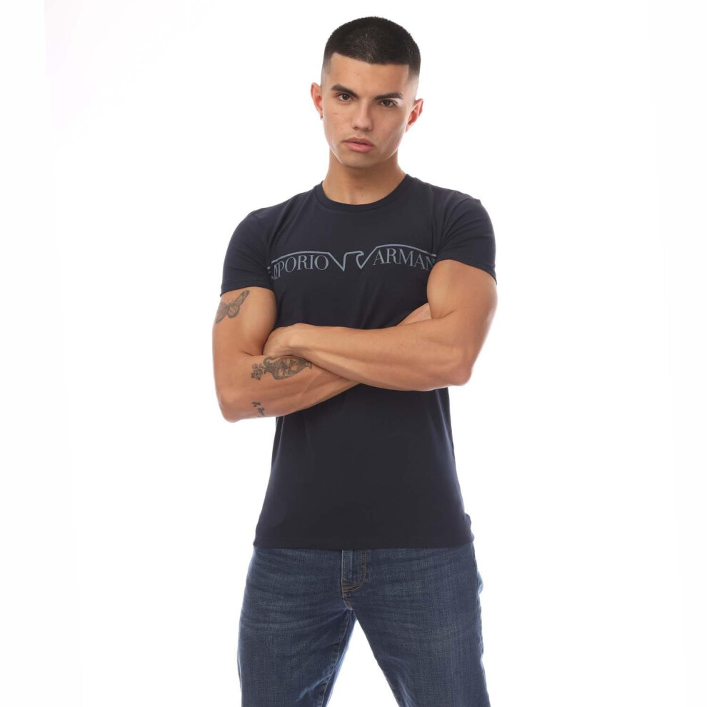 (S, Navy) Emporio Armani Mens Crew Neck T-Shirt