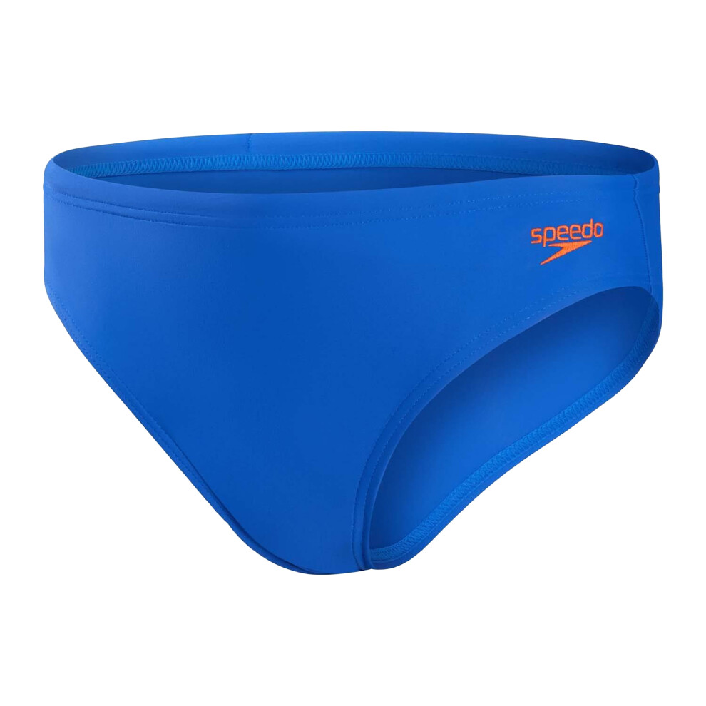 (9-10 Years, Blue/Orange) Speedo Boys Logo Swimming Trunks