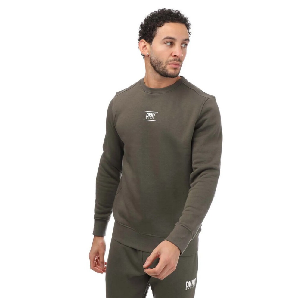 (L, Green) DKNY Unisex Adult Logo Printed Crew Neck Sweatshirt