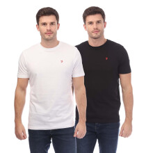 (L, Black/Grey) Farah Mens Neico Lounge T-Shirt (Pack of 2)