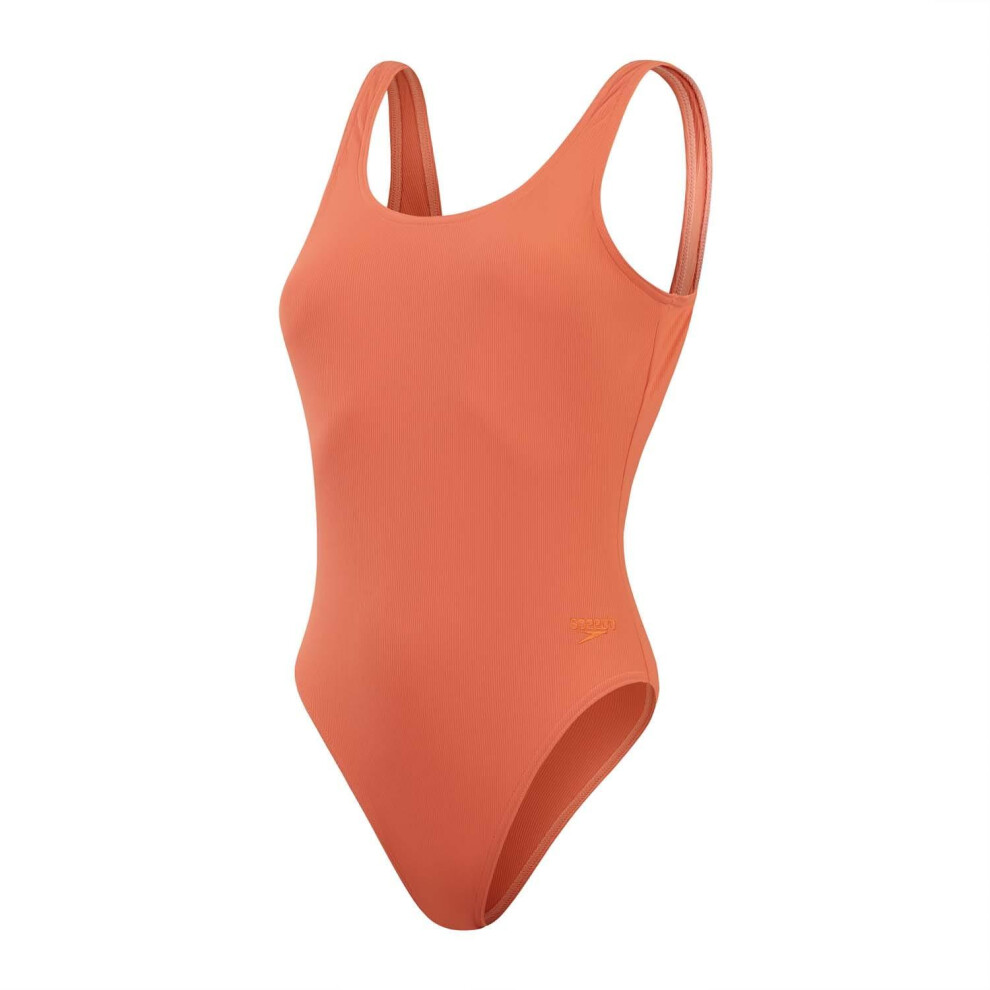 (18 UK, Orange) Speedo Womens/Ladies Textured U-Back One Piece Swimsuit