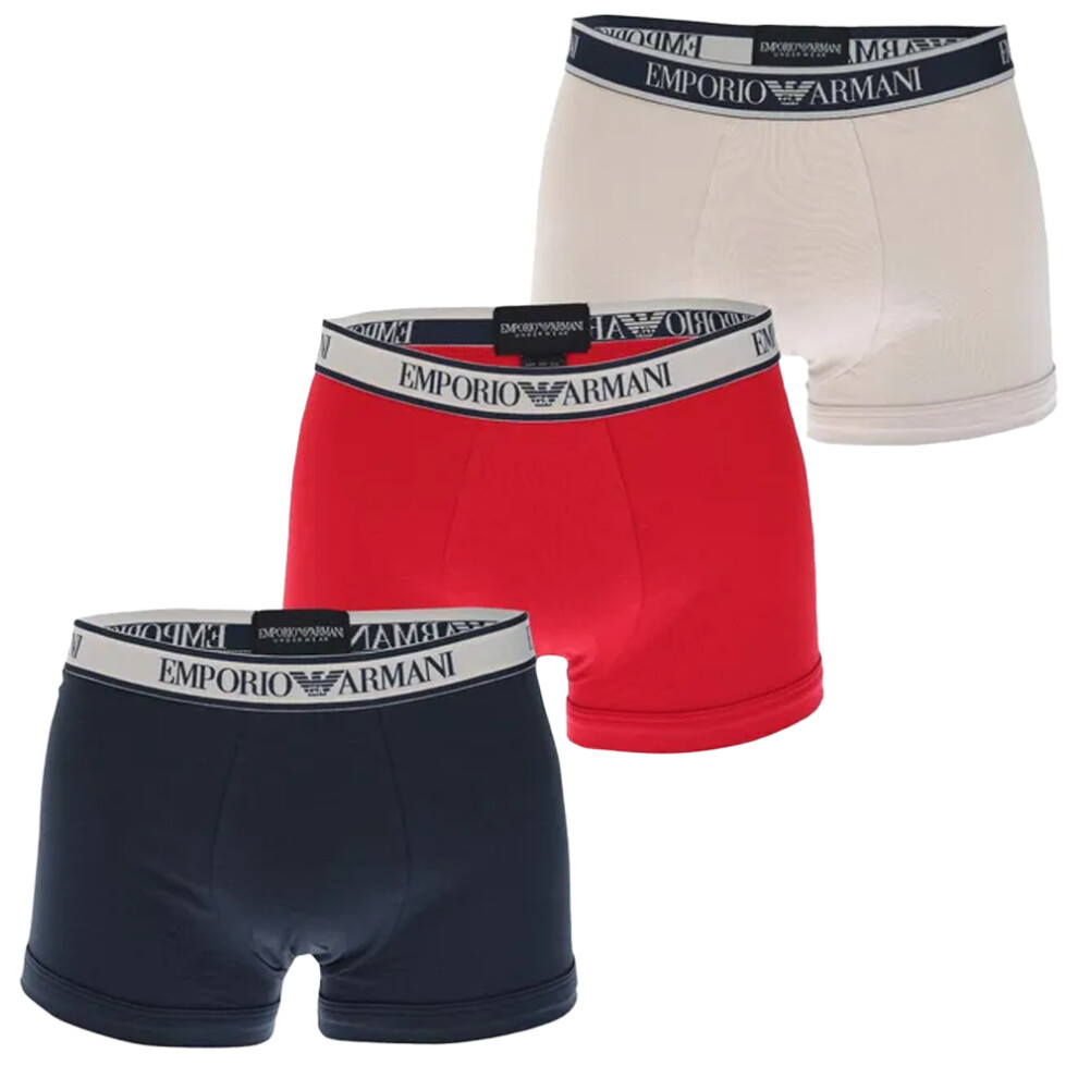 (XL, White/Red/Black) Emporio Armani Mens Boxer Shorts (Pack of 3)