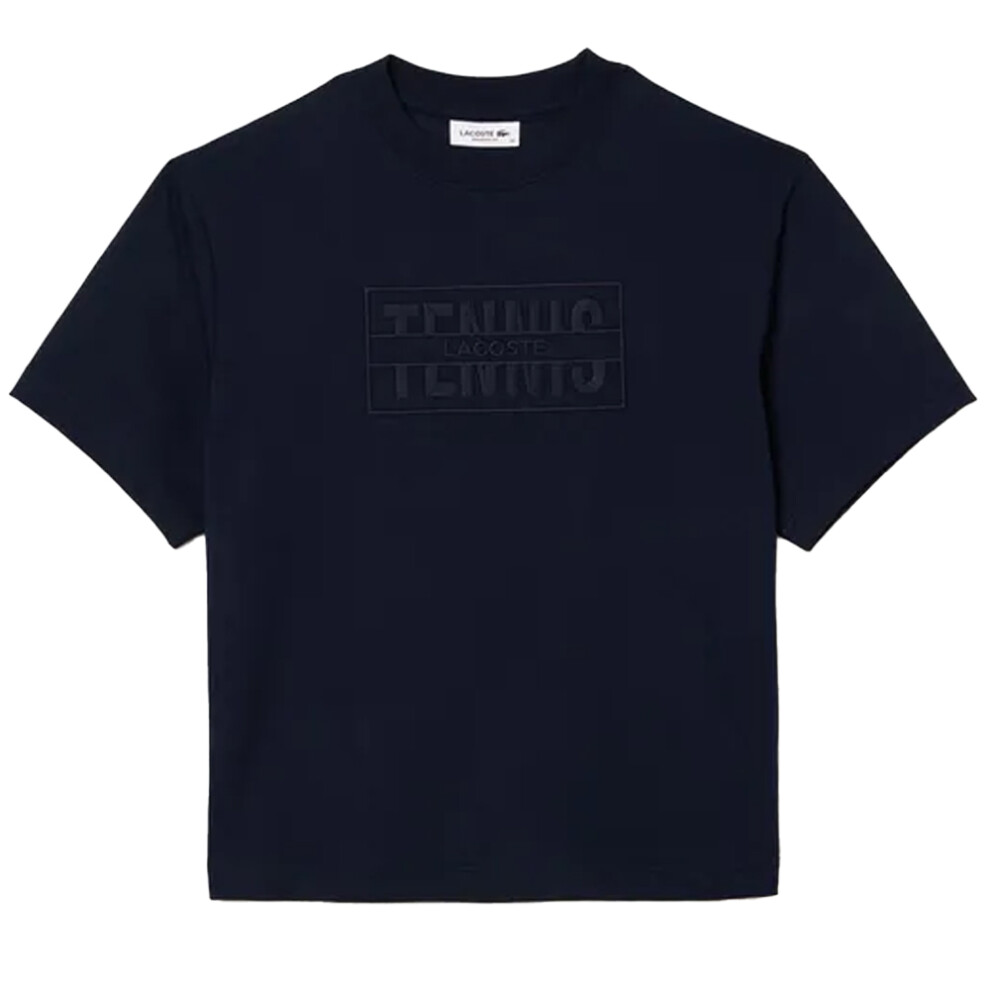 (8 UK, Blue) Lacoste Womens/Ladies Embroidered Cotton Oversized Tennis T-Shirt
