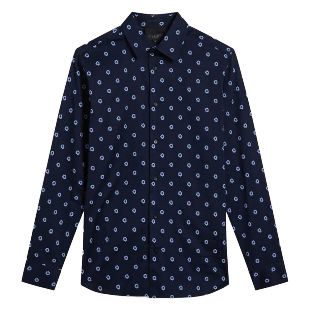 (XS, Navy) Ted Baker Mens KYME Ditsy Floral Long-Sleeved Shirt