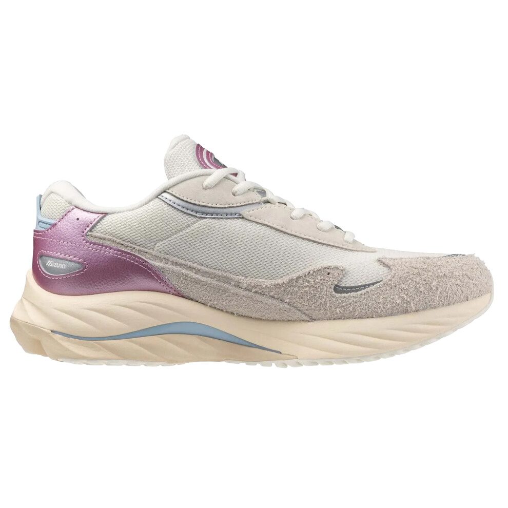 (7 UK, White Sand/Gold/Sky Blue) Mizuno Mens Wave Rider Beta Sportstyle Suede Trainers
