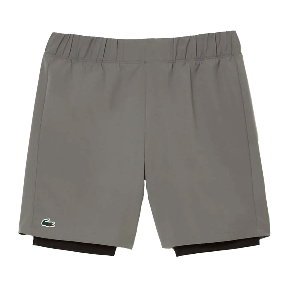 (S, Grey) Lacoste Mens Ultra Dry Lined Sport Shorts