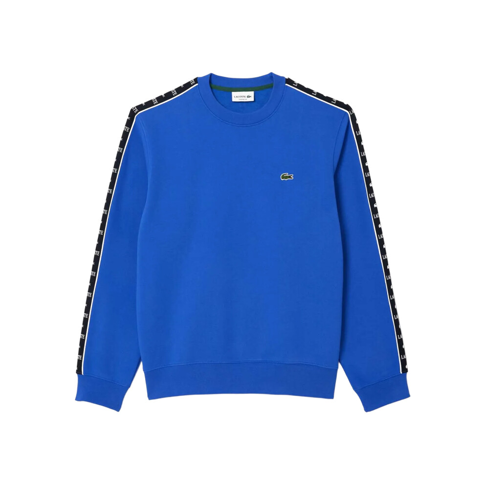 Lacoste Men's Blue (Xl, ) Logo Strip Crew Neck Sweatshirt