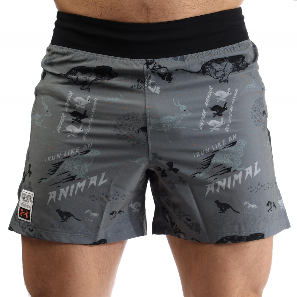 (S, Black/Grey) Under Armour Mens Run Like An Animal Shorts