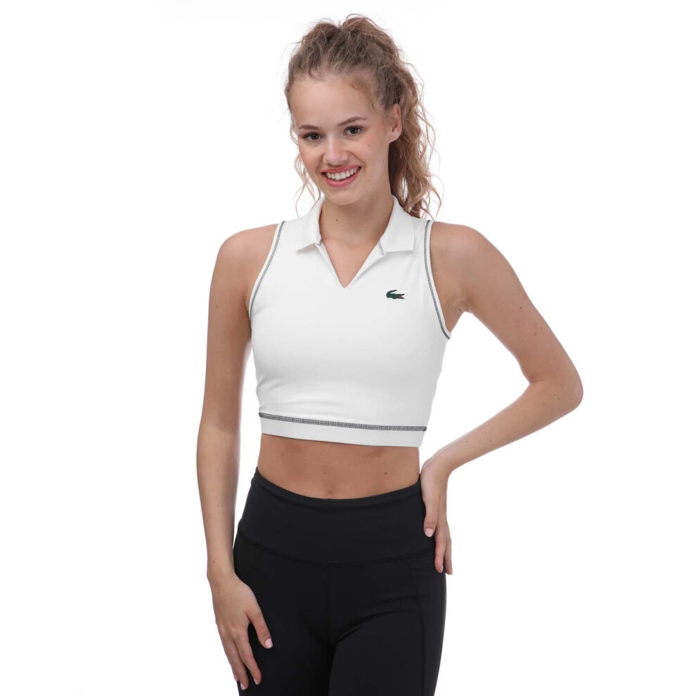 (M, White) Lacoste Womens/Ladies Polo Sports Bra