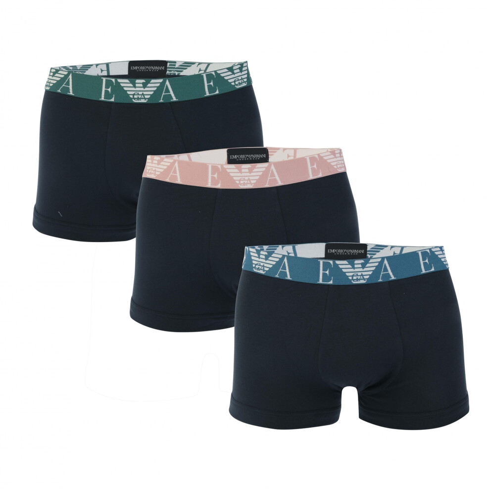 (S, Navy) Armani Mens Boxer Shorts (Pack of 3)