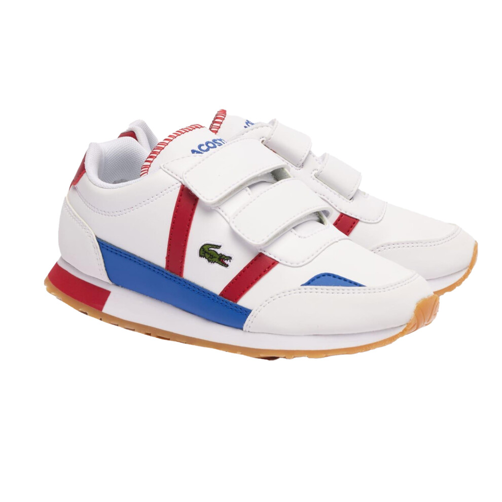 (1 UK, White/Red) Lacoste Childrens/Kids Partner Trainers