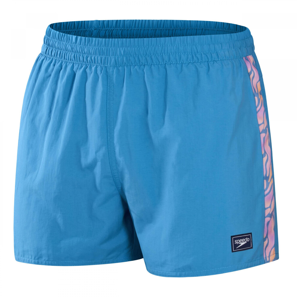 (S, Blue) Speedo Mens Retro Water Swim Shorts