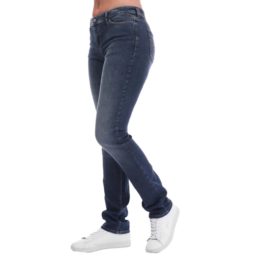 (25R, Denim) Emporio Armani Womens/Ladies J85 Leather Patch Regular Jeans
