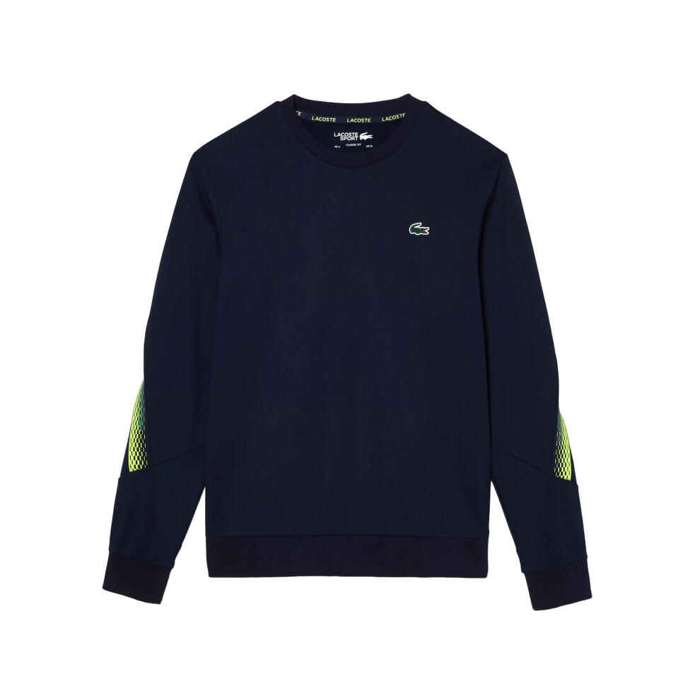 (XS, Blue) Lacoste Unisex Adult Stripe Logo Classic Tennis Sweatshirt