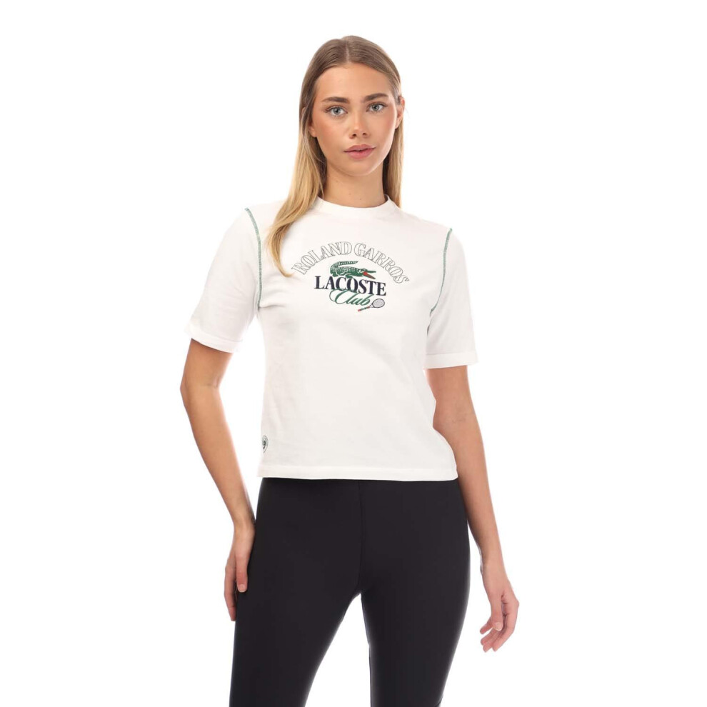(6 UK, Cream) Lacoste Womens/Ladies Roland-Garros Edition Cotton Relaxed Fit T-Shirt