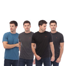 (M, Black/Grey/Navy) Farah Mens Ryman Lounge T-Shirt (Pack of 3)