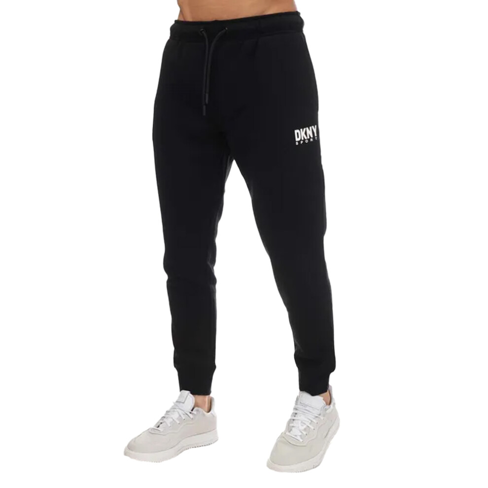 (L, Black) DKNY Mens Printed Logo Jogging Bottoms