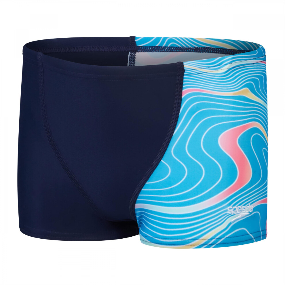 (11-12 Years, Navy) Speedo Boys Digital Print V-Cut Swim Shorts