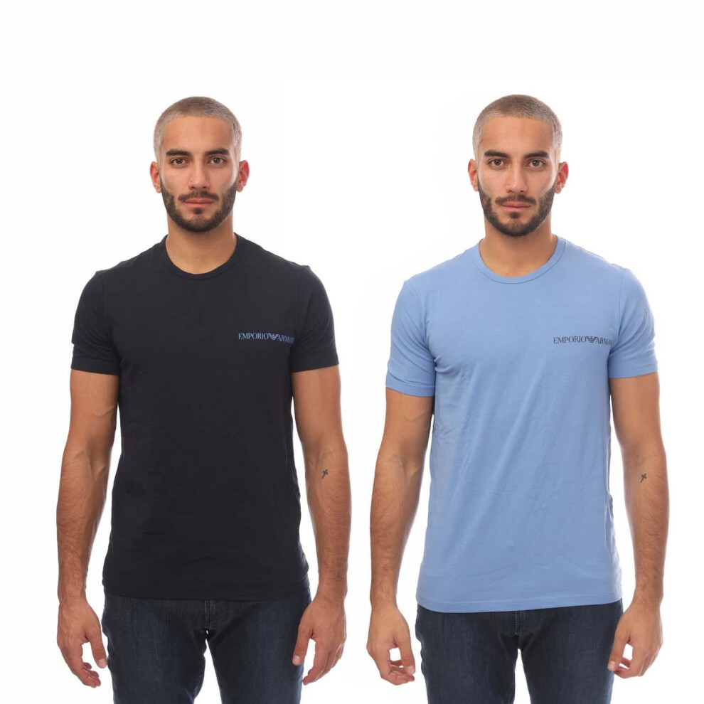 (XL, Black/Blue) Emporio Armani Mens T-Shirt (Pack of 2)