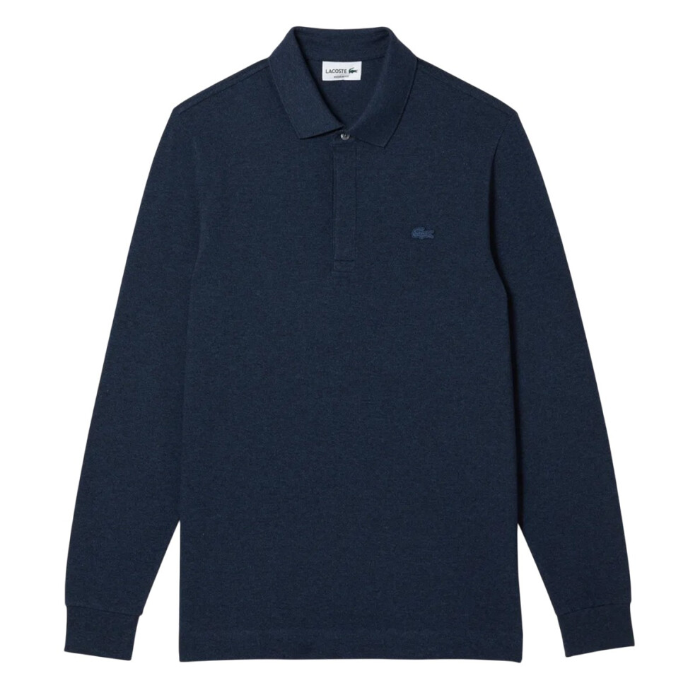 (XS, Navy) Lacoste Mens Smart Paris Cotton Long-Sleeved Polo Shirt