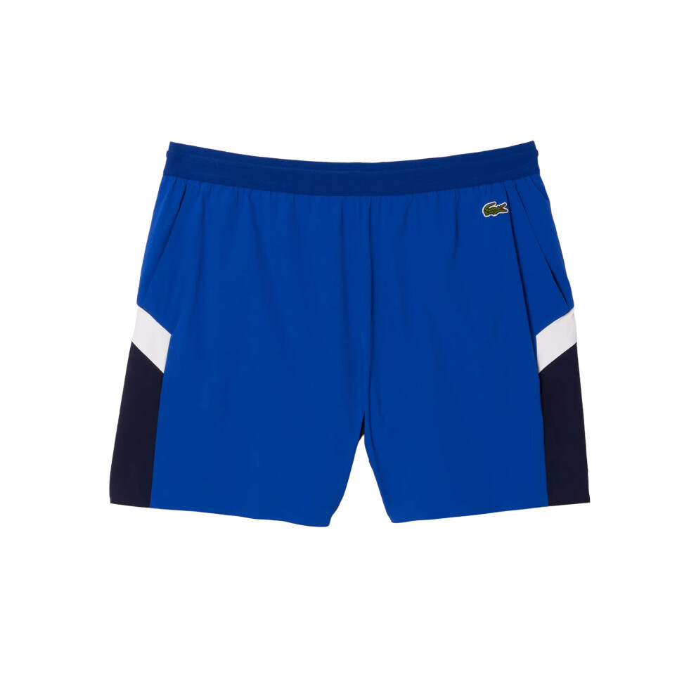 (S, Blue) Lacoste Mens Colour Block Recycled Polyamide Swimming Trunks