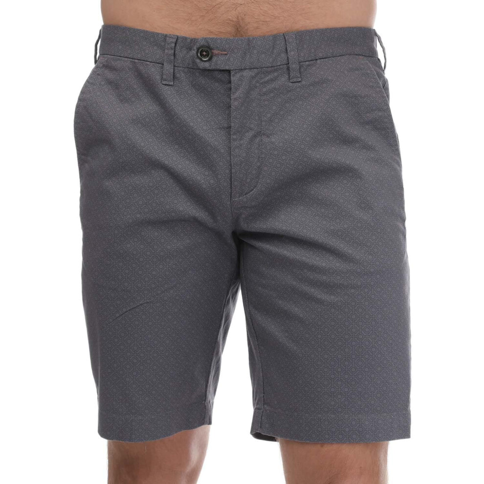 (28R, Blue) Ted Baker Mens Geometric Shorts