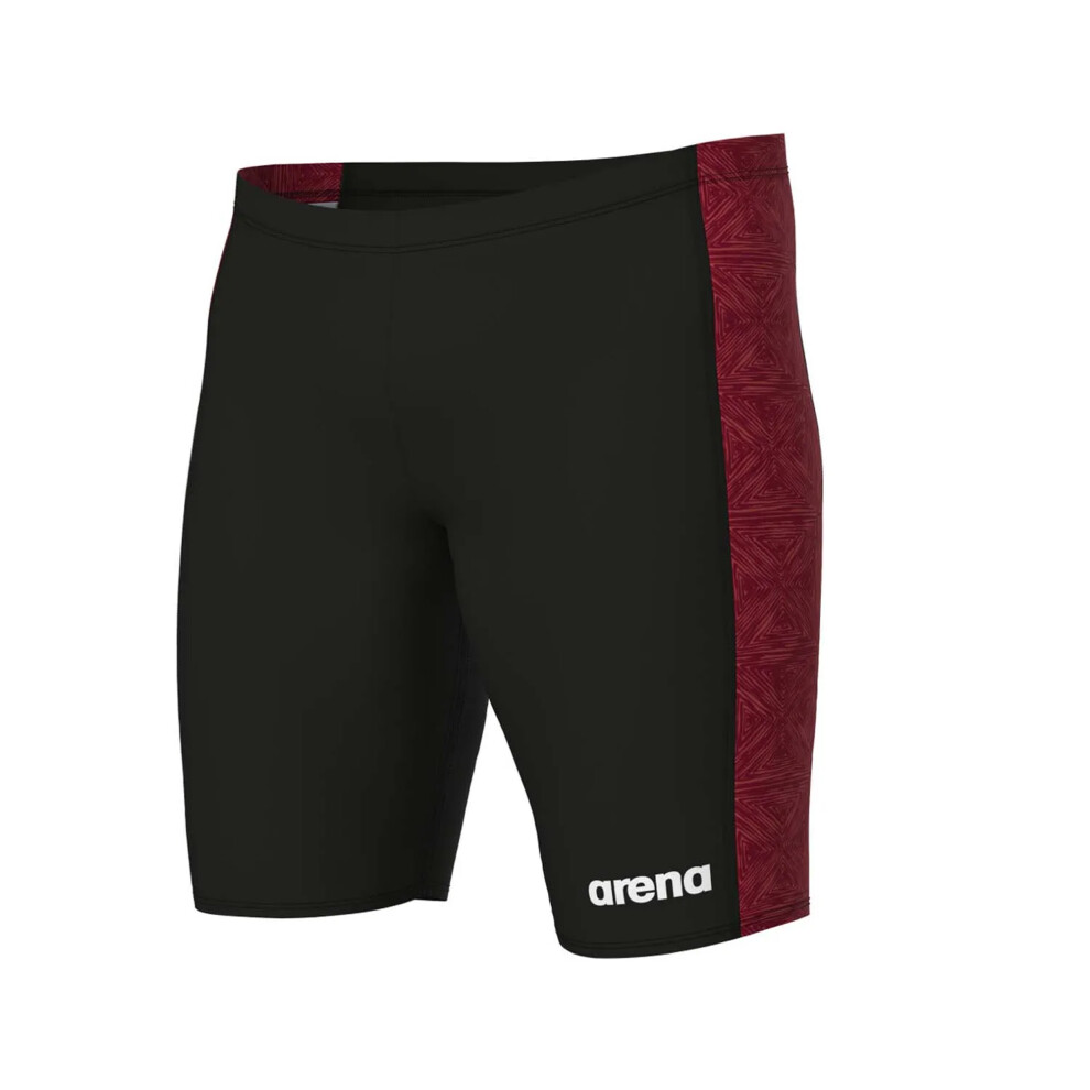(40R, Black/Red) Arena Mens Jammer Abstract Tiles Swim Shorts