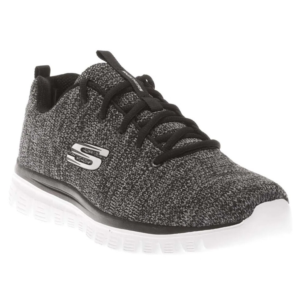 (7 UK, Black/White) Skechers Womens/Ladies Graceful Twisted Fortune Trainers