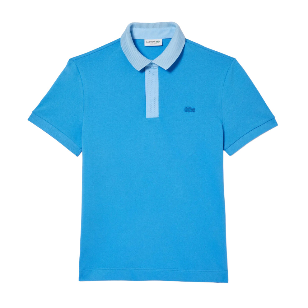 (L, Blue) Lacoste Mens Smart Paris Mini Pique Polo Shirt