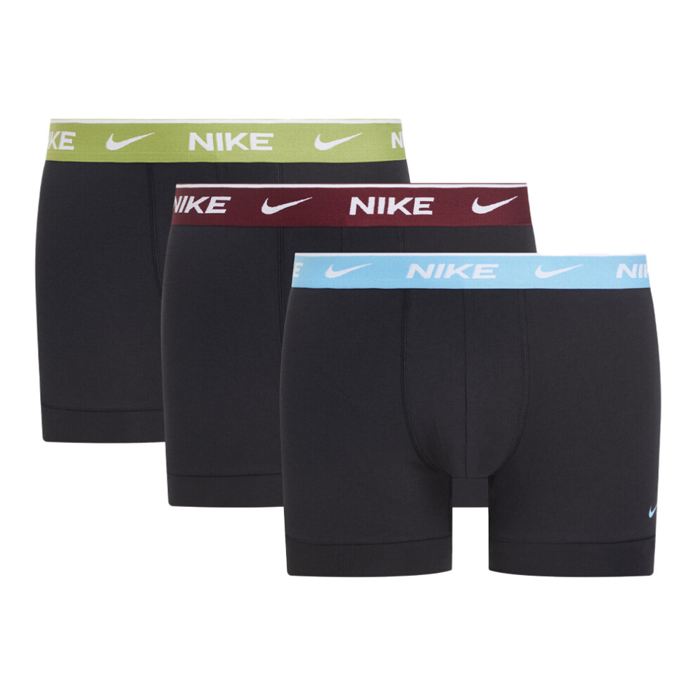 (M, Black/Blue/Maroon/Green) Nike Mens Boxer Shorts (Pack of 3)