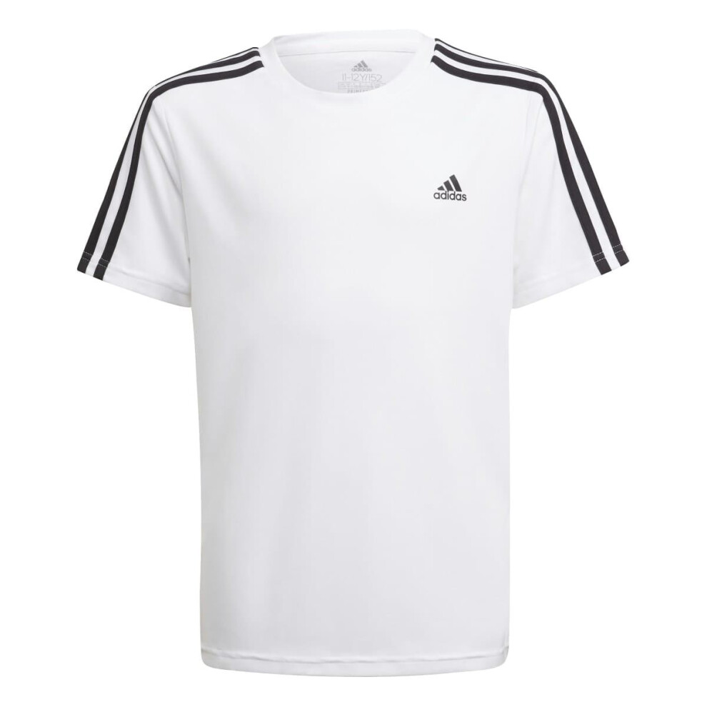 (5-6 Years, White/Black) Adidas Boys Designed 2 Move Stripes T-Shirt