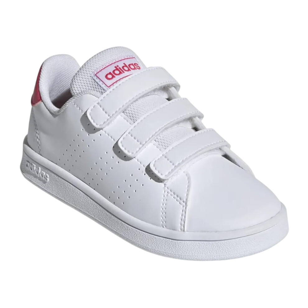 (2 UK, White/Pink) Adidas Childrens/Kids Advantage Trainers