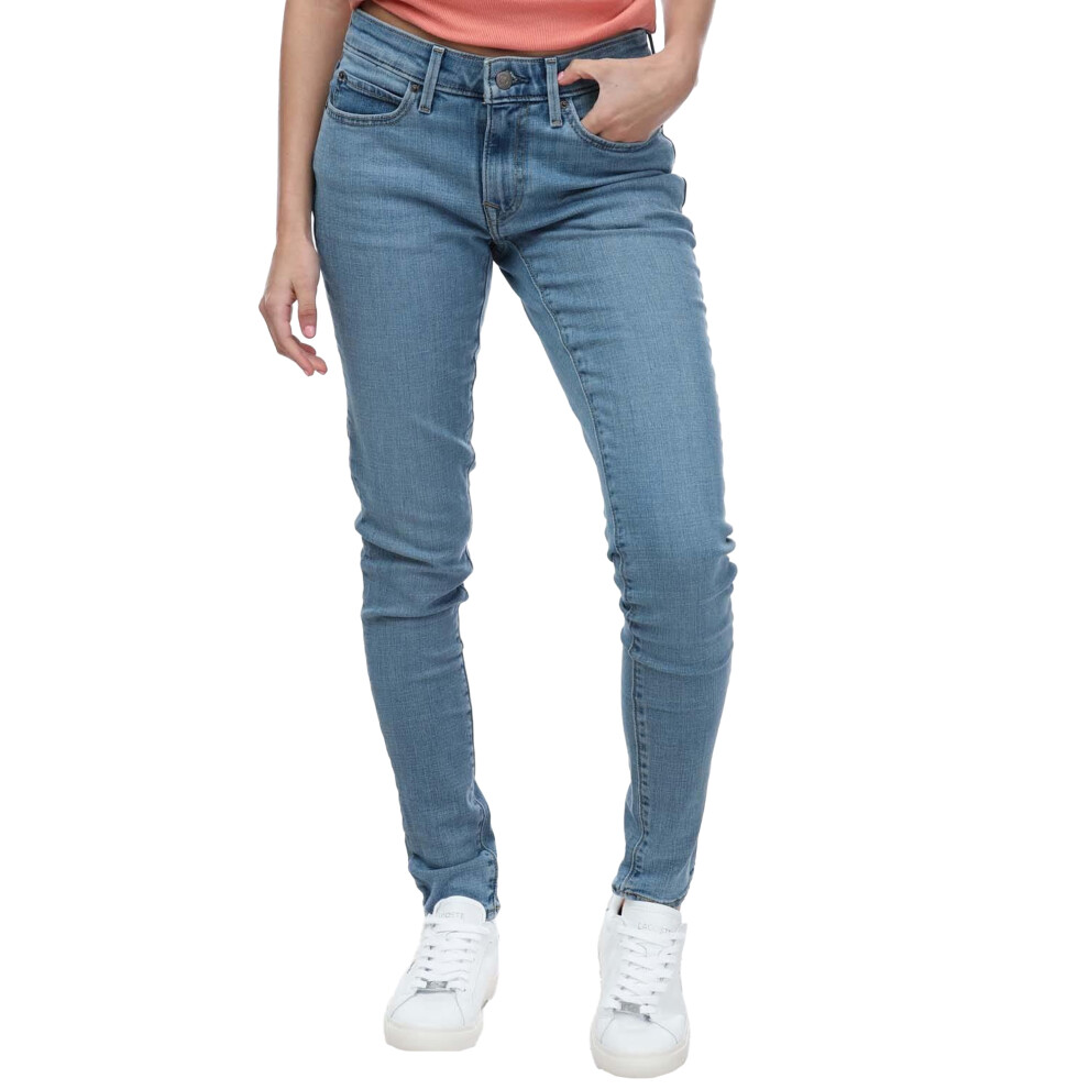 (29S, Light Blue) Levis Womens/Ladies 711 New Sheriff Skinny Leather Patch Jeans