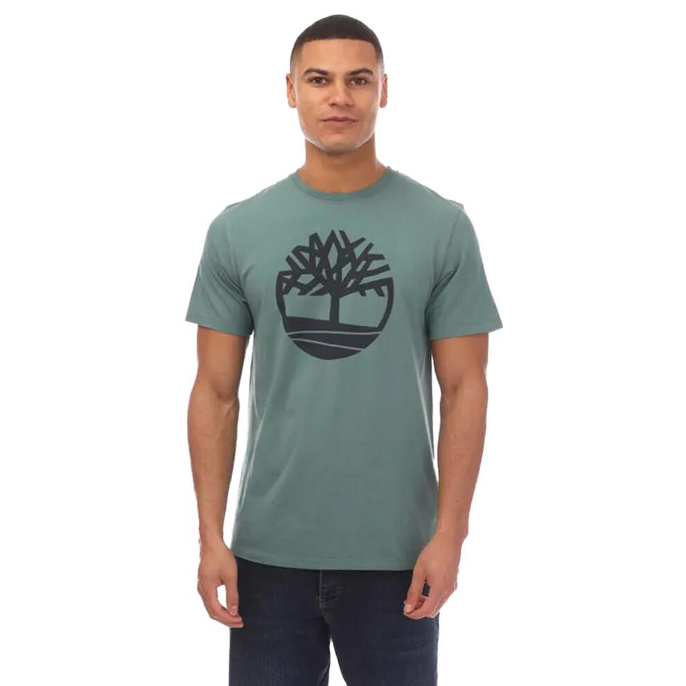 (S, Teal) Timberland Mens Kennebec River Tree Logo T-Shirt