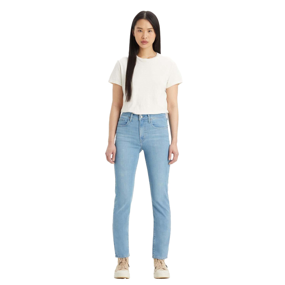(32R, Denim) Levis Womens/Ladies 724 Rio Fate Leather Patch Straight Leg High Rise Jeans