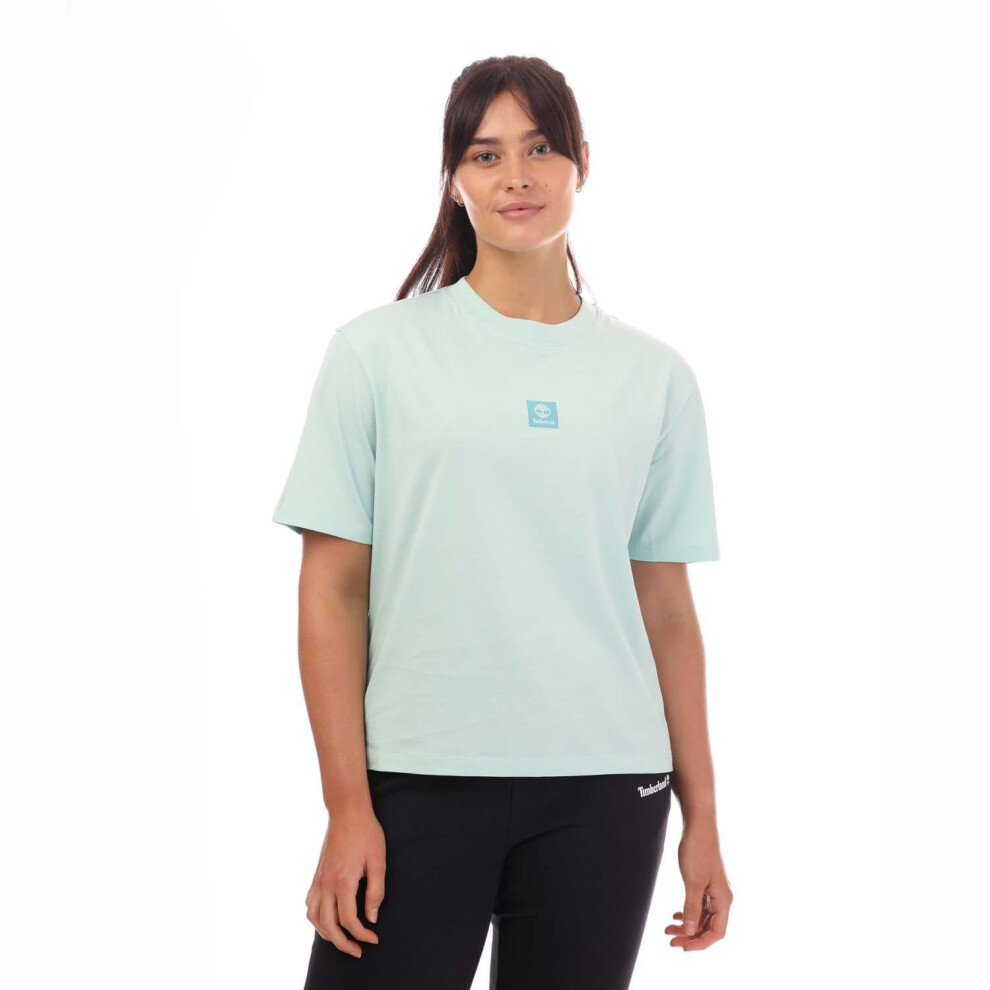 (8 UK - 10 UK, Light Blue) Timberland Womens/Ladies Stack Logo T-Shirt