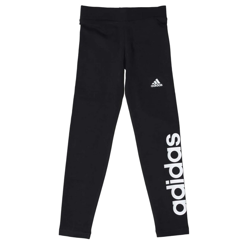 (11-12 Years, Black) Adidas Girls Linear Logo Tights