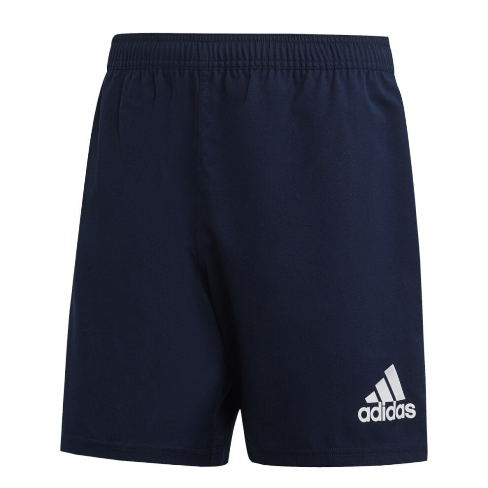 (XS, Navy/White) Adidas Mens Striped Rugby Shorts