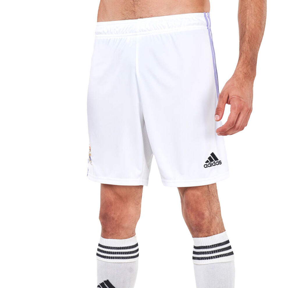 (L, White) Adidas Mens Real Madrid 2022/23 Home Shorts