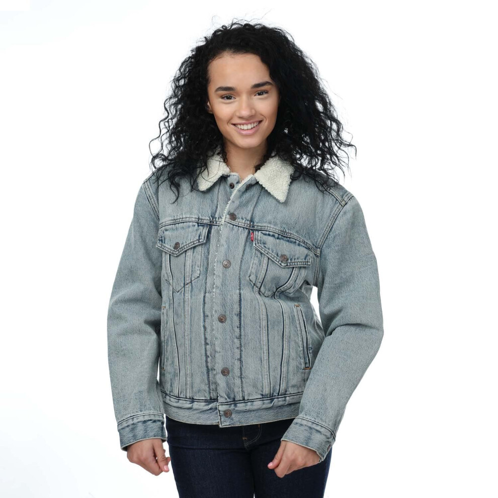 (6 UK, Denim) Levis Womens/Ladies Ex-Boyfriend Sherpa Trucker Jacket