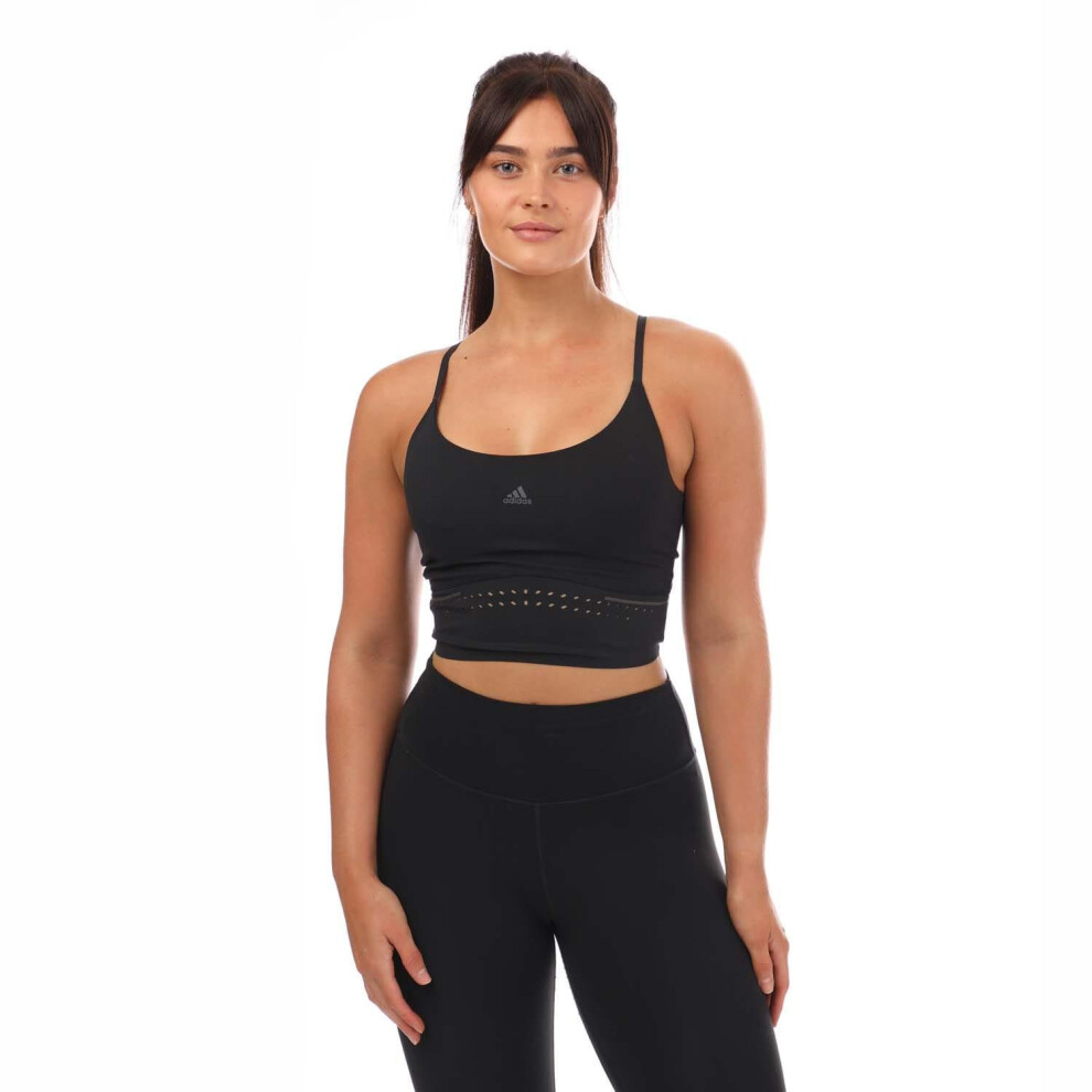 (8 UK - 10 UK, Black/Grey) Adidas Womens/Ladies HIIT 45 Seconds Cropped Tank Top