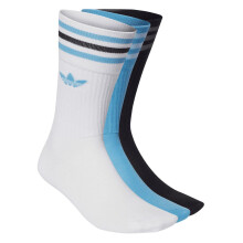 (2.5 UK-5 UK, White/Blue/Black) Adidas Unisex Adult Solid Crew Socks (Pack of 3)